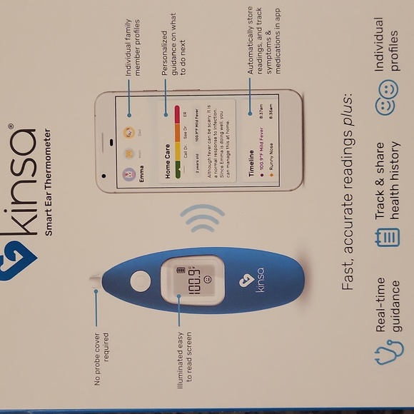 Kinsa Smart Ear Thermometer new in package bluetooth fast 1 second reading - Picture 6 of 9